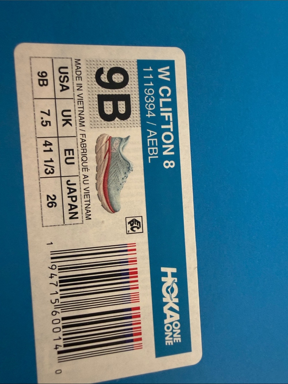NWT HOKA One One Clifton 8 Women’s Size 9 Running Shoes - Picture 7 of 7